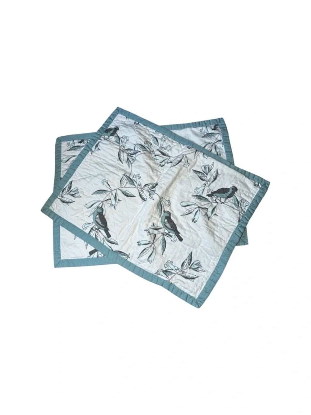 Coastal Grandma Botanical Bird Reversible Piped Border Pillow Shams Discontinued